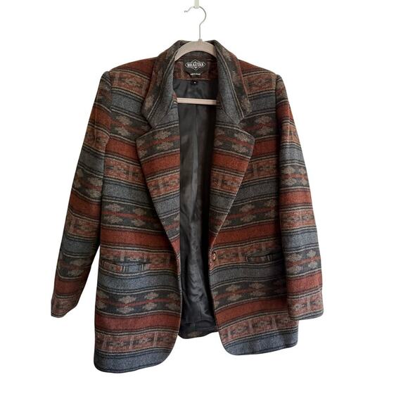Vintage Braetan Southwest Wool Blend Blazer Jacket Men’s Medium Women’s Large - Picture 3 of 9